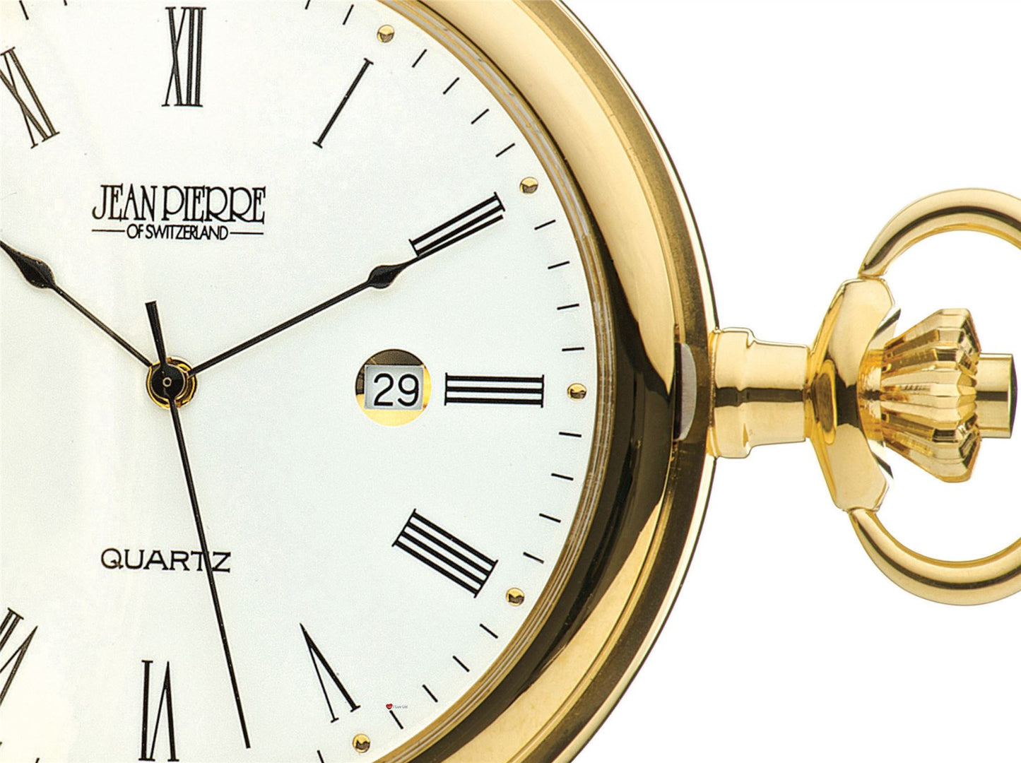 Polished Gold Plated Pocket Watch Calendar and Swiss Quartz Movement