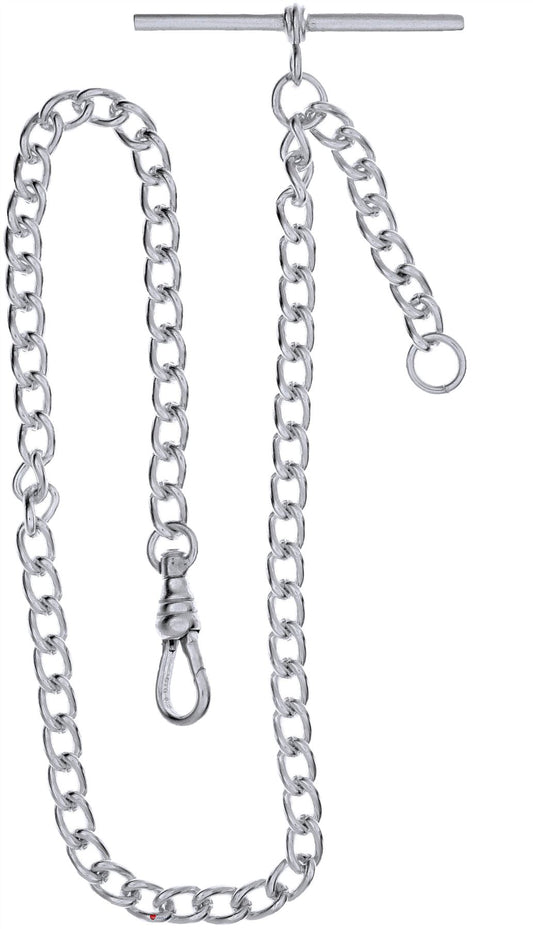 Single Albert Chain for Pocket Watch Sterling Silver Gents