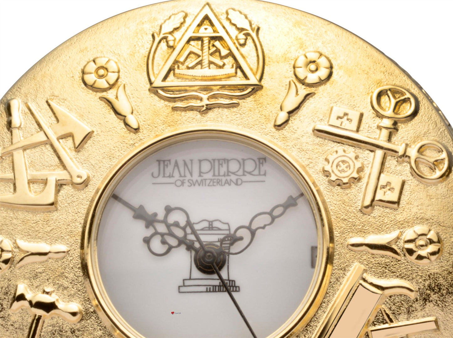 Masonic Half Hunter Pocket Watch Gold Plated Masonic Symbols Quartz