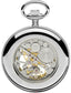 Skeleton Open Face Pocket Watch Chrome Plated Albert Chain 17 Jewel Mechanical