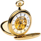 Ornate Hunter Skeleton Pocket Watch 17 Jewelled Mechanical Gold Plated