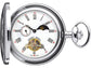 Skeleton Half Hunter Pocket Watch Chrome Polished Back 17 Jewel Mechanical