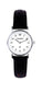 Sterling Silver Ladies Wristwatch Standard Numerals Black Leather Strap