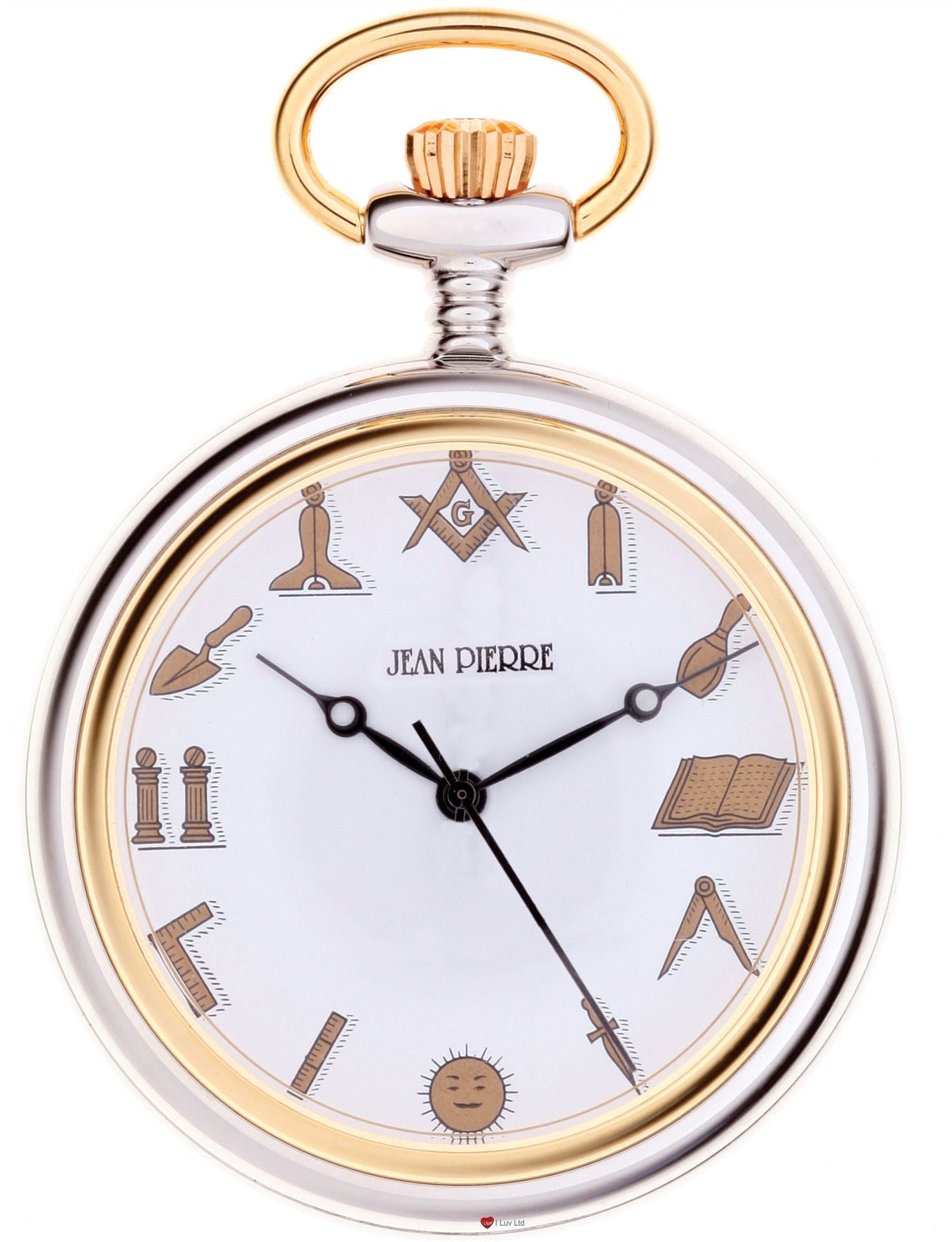 Masonic Open Face Pocket Watch Chromed Masonic Symbols – Quartz