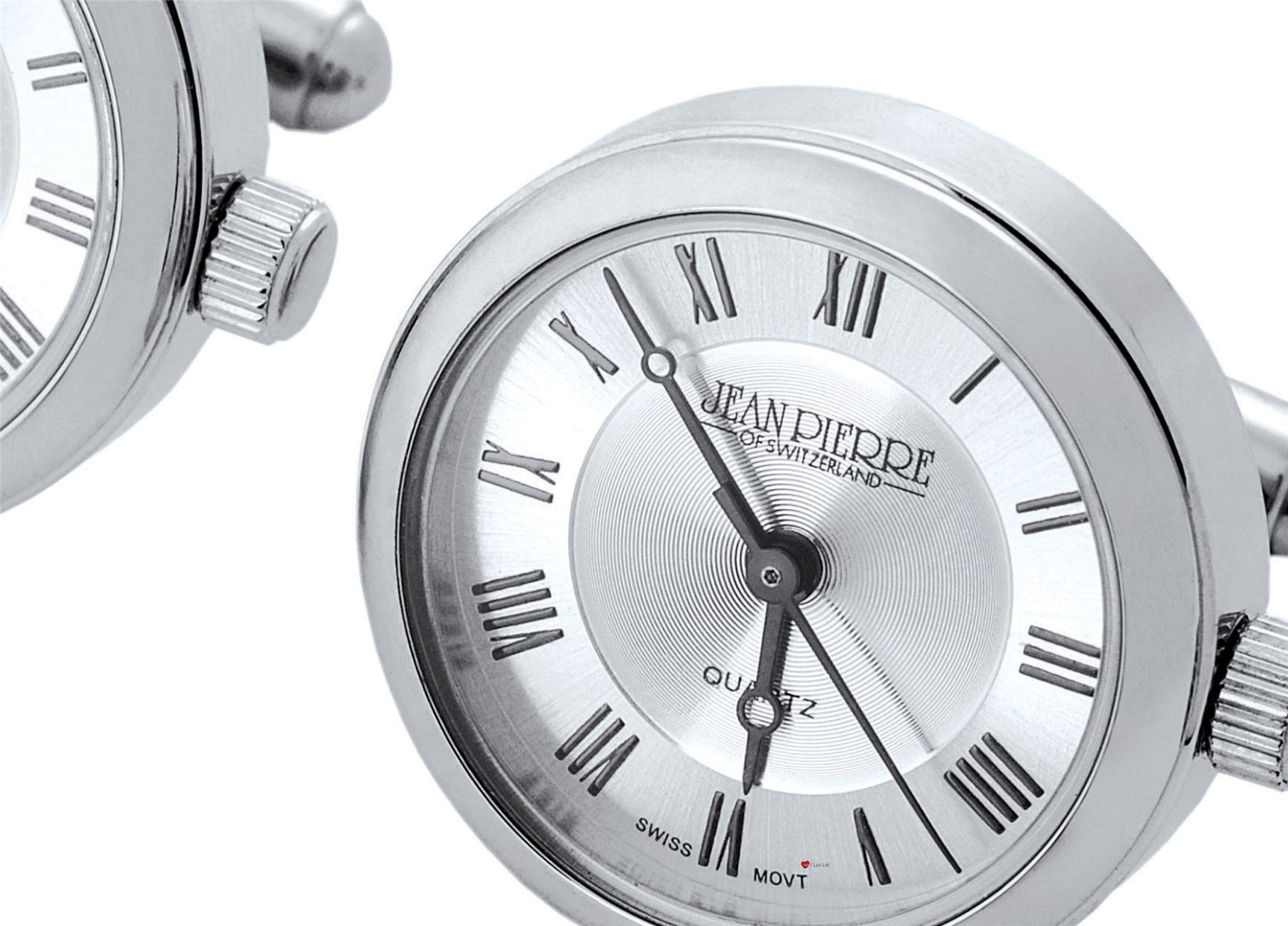 Cufflinks Watches Silver Dials and Roman Numerals Chrome Gents