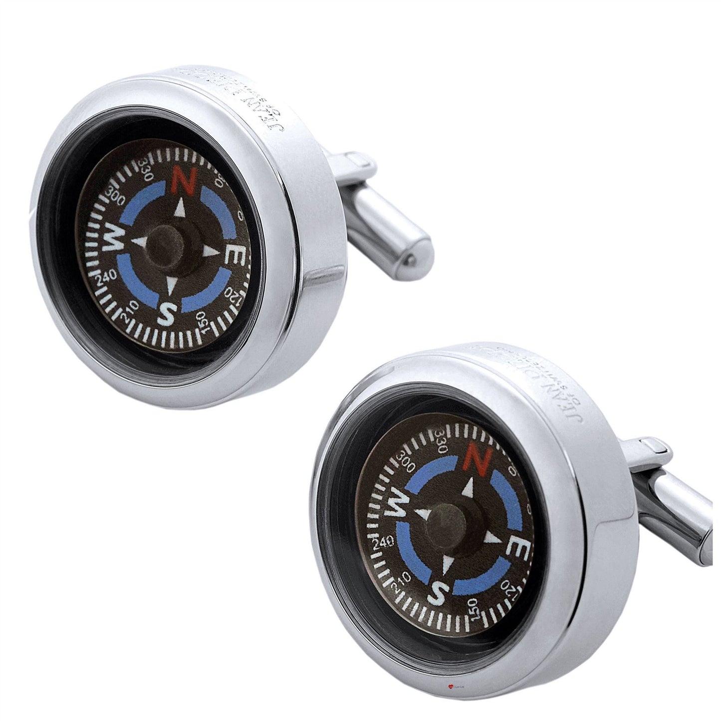 Cufflinks Compasses Black Dials Chrome Plated Gents