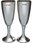 Pair of Polished Pewter Champagne Flutes in a Silk Lined Presentation Box