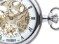 Skeleton Pocket Watch Half Hunter 17 Jewelled Mechanical Chromed