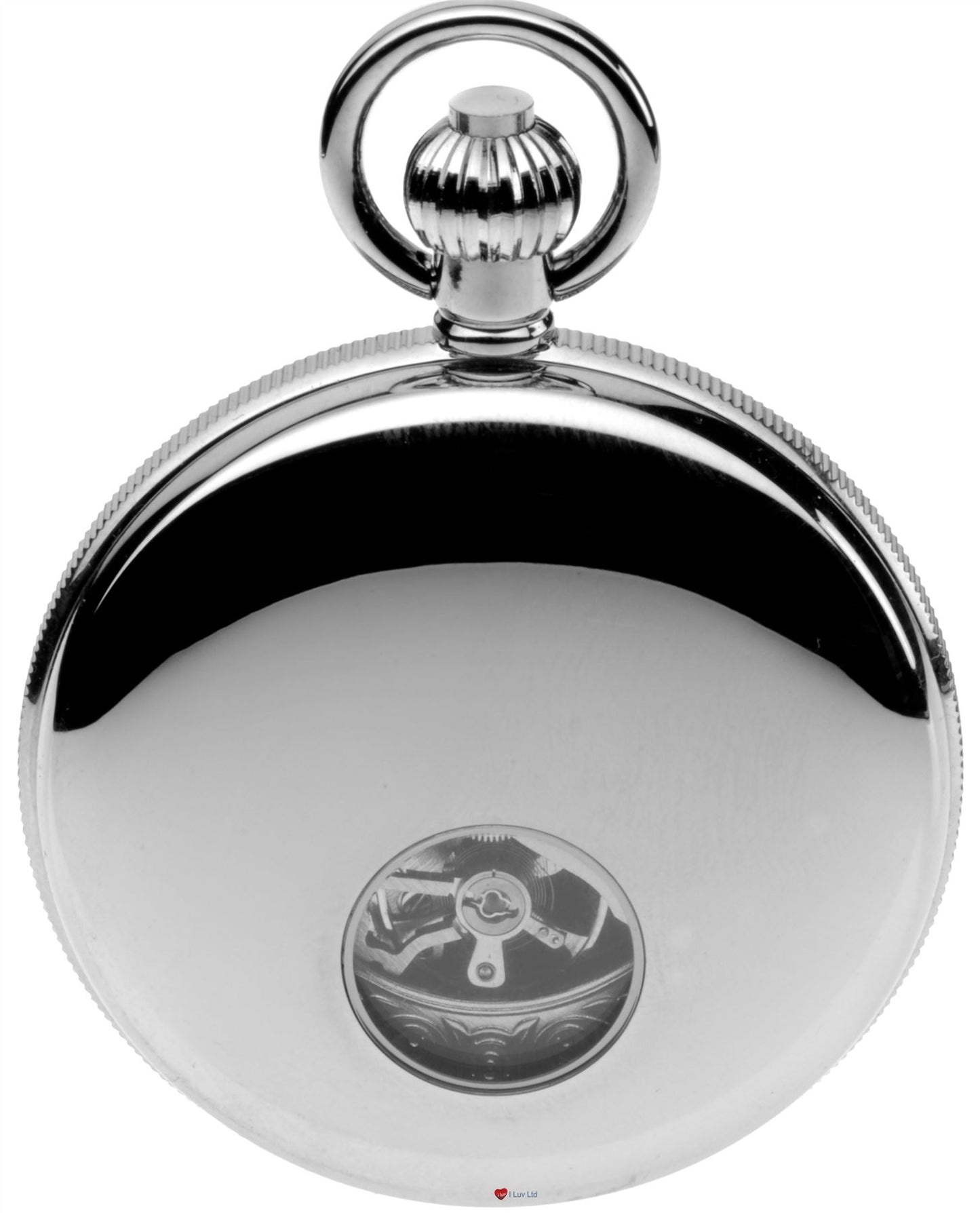 Skeleton Double Hunter Pocket Watch 17 Jewelled Mechanical Chrome Plated