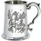 Pewter Tankard 1 Pint Shooting Scenes on Both Sides and Antique Handle