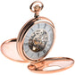 Twin Lid Half Hunter Skeleton Pocket Watch 17 Jewel Rose Gold Plated