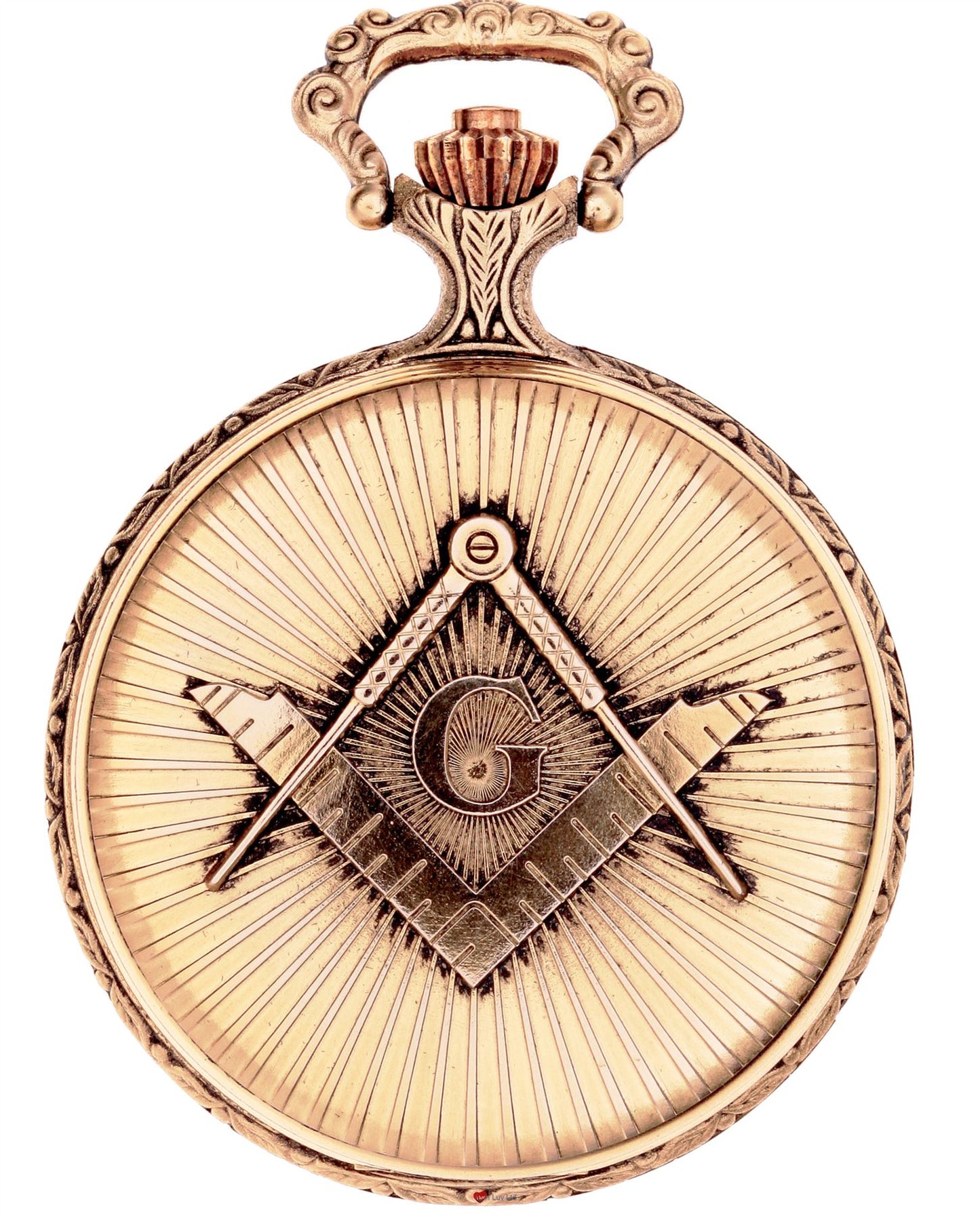 Full Hunter Masonic Pocket Watch Compasses and Square Antique Gold Plated