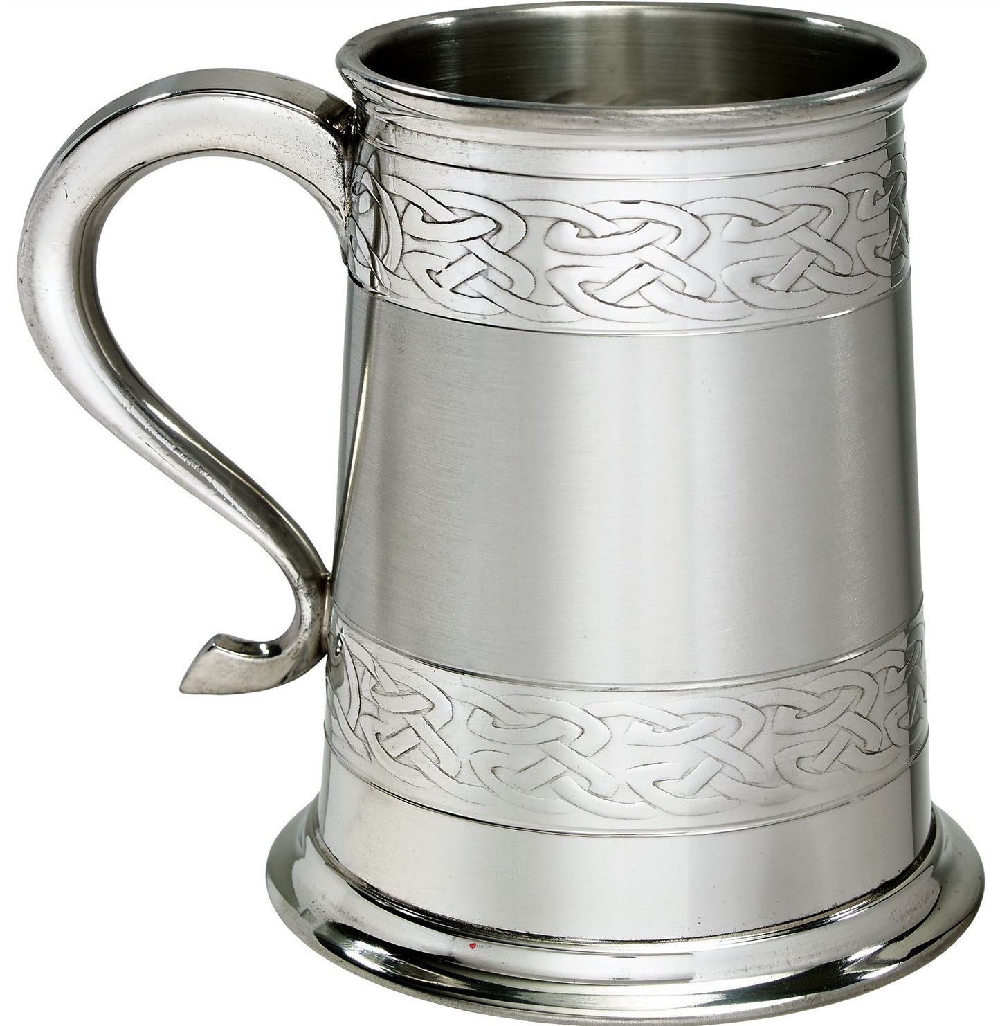 1 Pint Pewter Tankard With Satin Band and Celtic Band Design